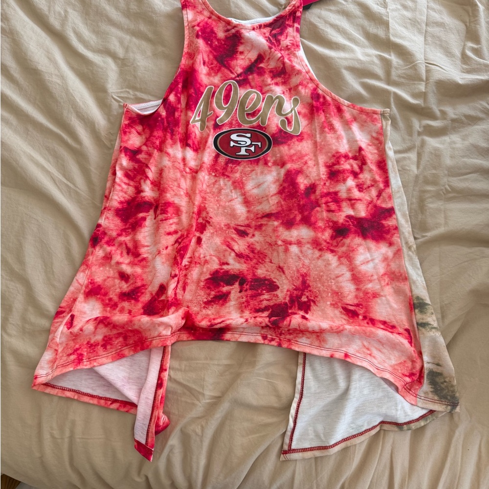 NFL Red and Pink Tie-Dye Tank Top